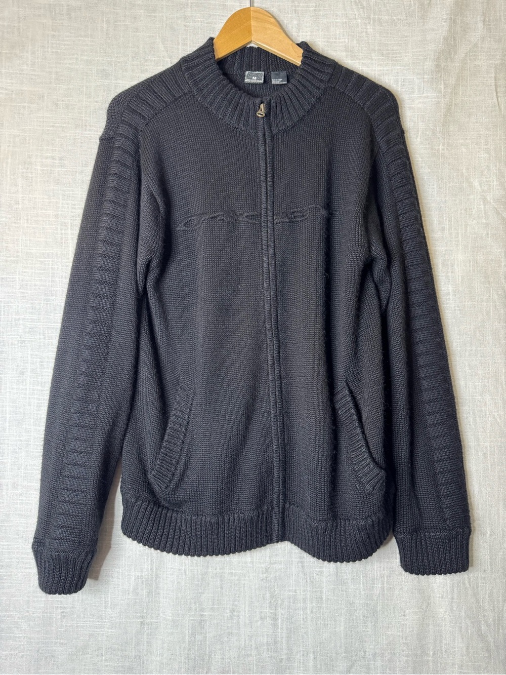Oakley Men's Black Zip-Up Knit Sweater Jacket
